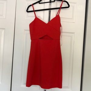short skin showing red dress from zara
